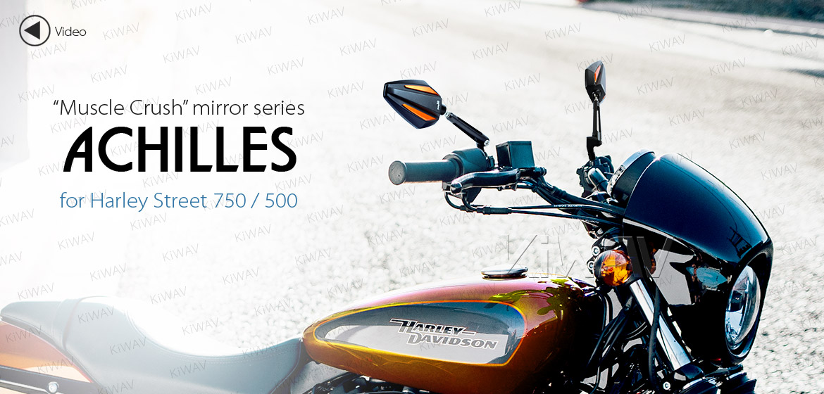 KiWAV Achilles orange motorcycle mirrors Magazi for Harley Street 750 500
