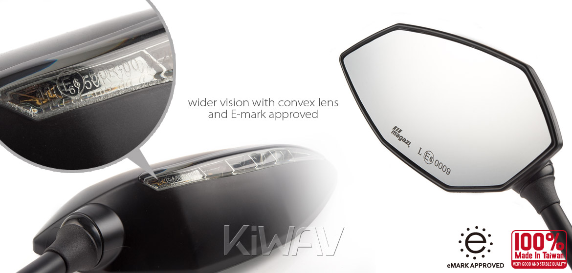 KiWAV motorcycle Two-tone LED mirrors Lucifer black for Harley Davidson Street 500/750