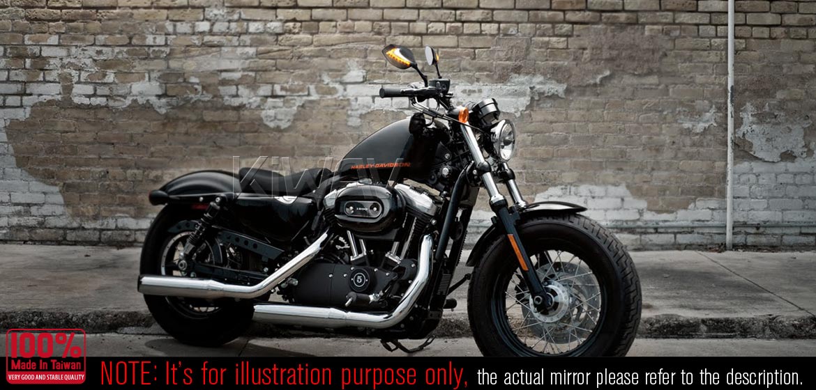 KiWAV motorcycle Two-tone LED mirrors Lucifer carbon for Harley Davidson Magazi