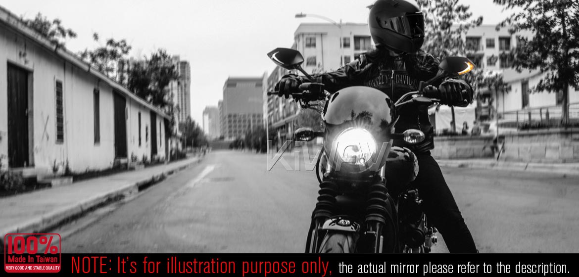 KiWAV motorcycle Two-tone LED mirrors Lucifer carbon for Harley Davidson Street 500/750