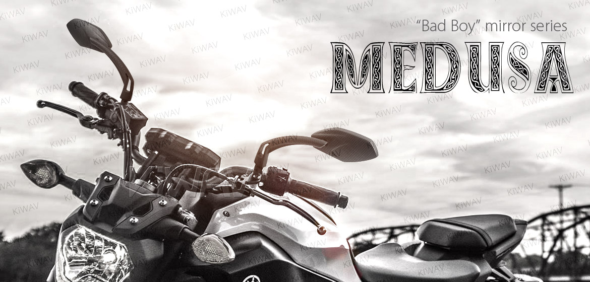 KiWAV Medusa carbon motorcycle mirrors universal fit