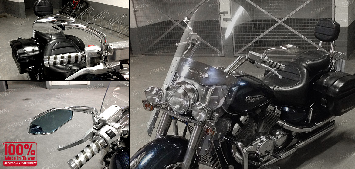 KiWAV Medusa chrome motorcycle mirrors universal fit