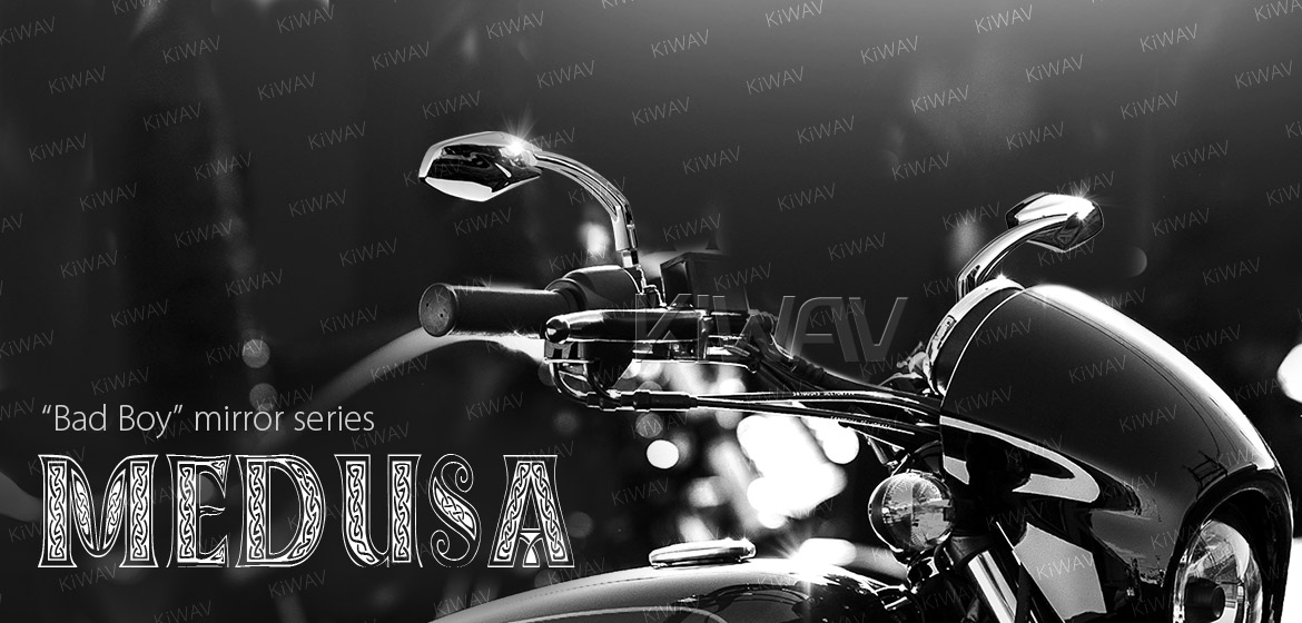 KiWAV Medusa chrome motorcycle mirrors fit Halrey street 750 500