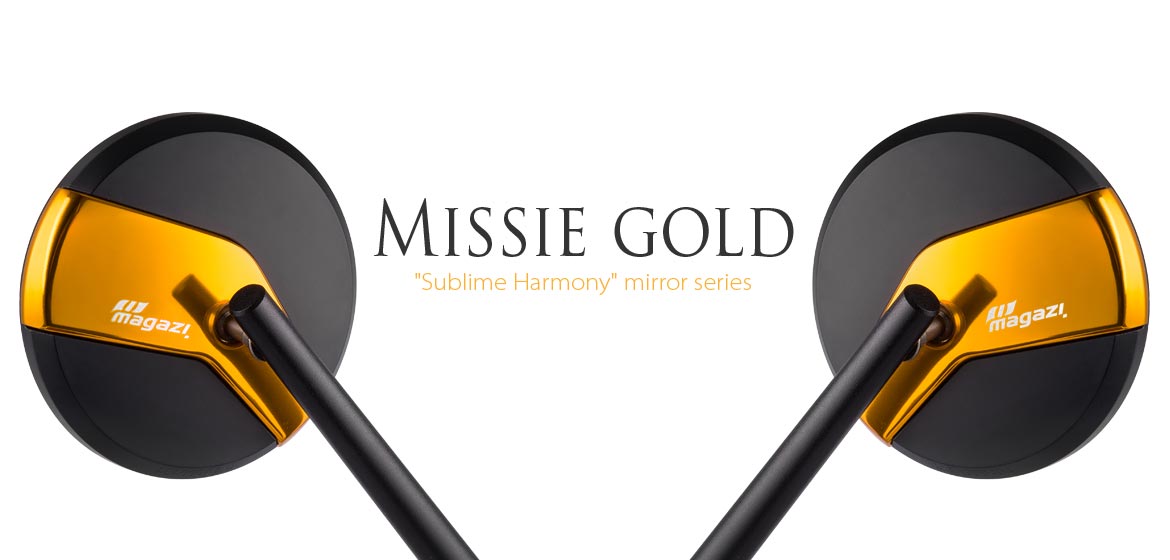 KiWAV Missie gold mirrors a pair for sportbike motorcycle, golf cart