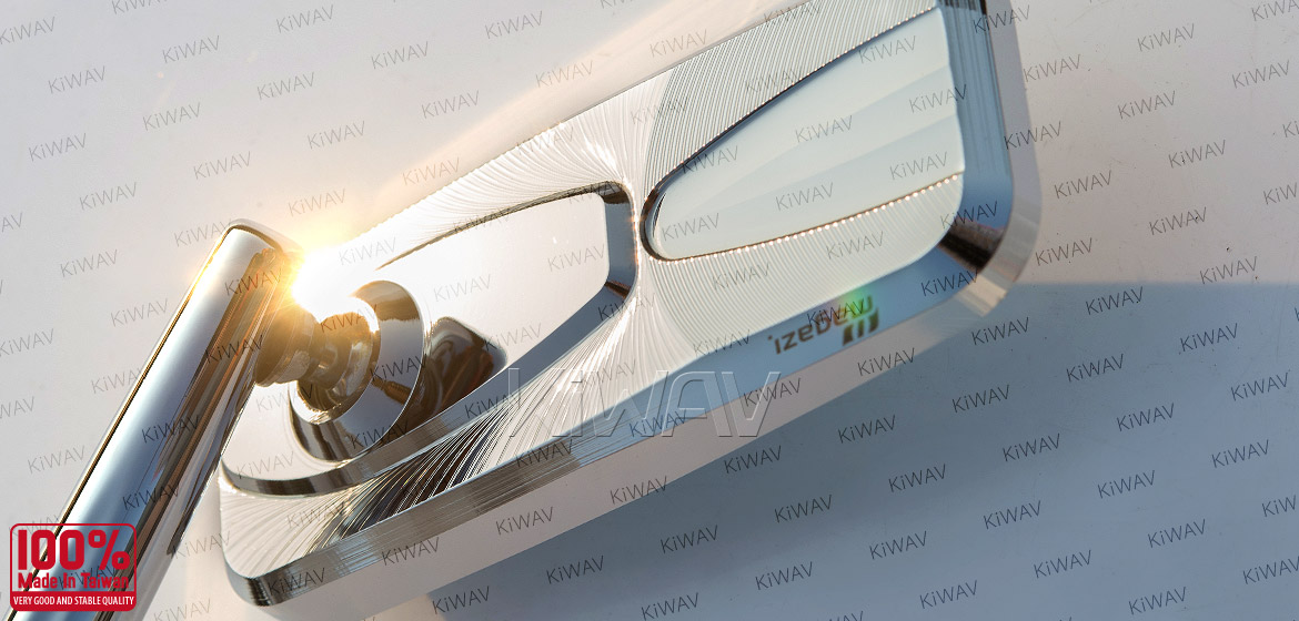 KiWAV Modern chrome motorcycle mirrors universal fit
