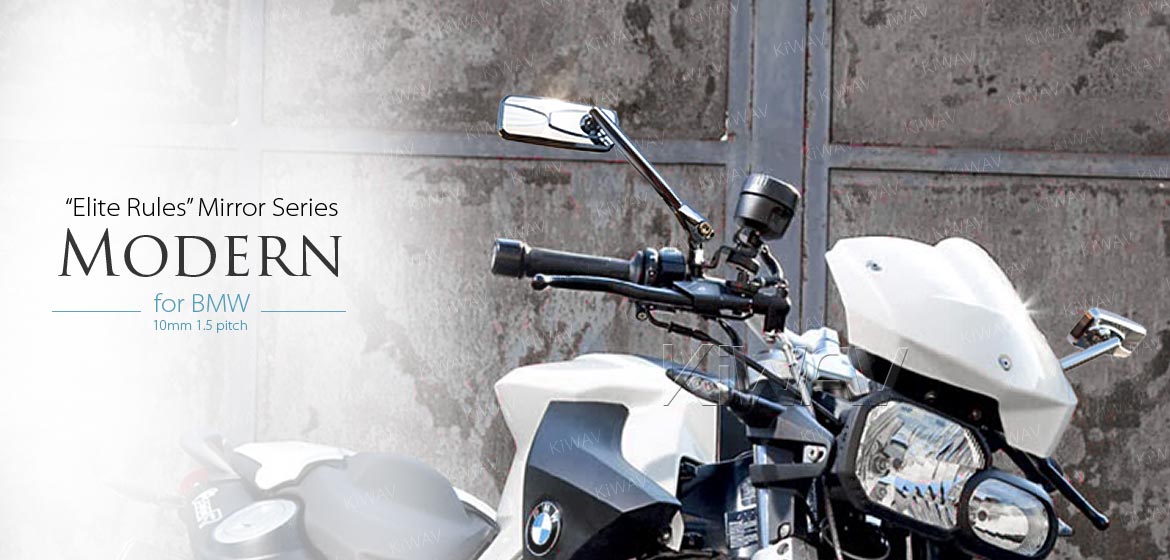 KiWAV Modern chrome motorcycle mirrors for BMW