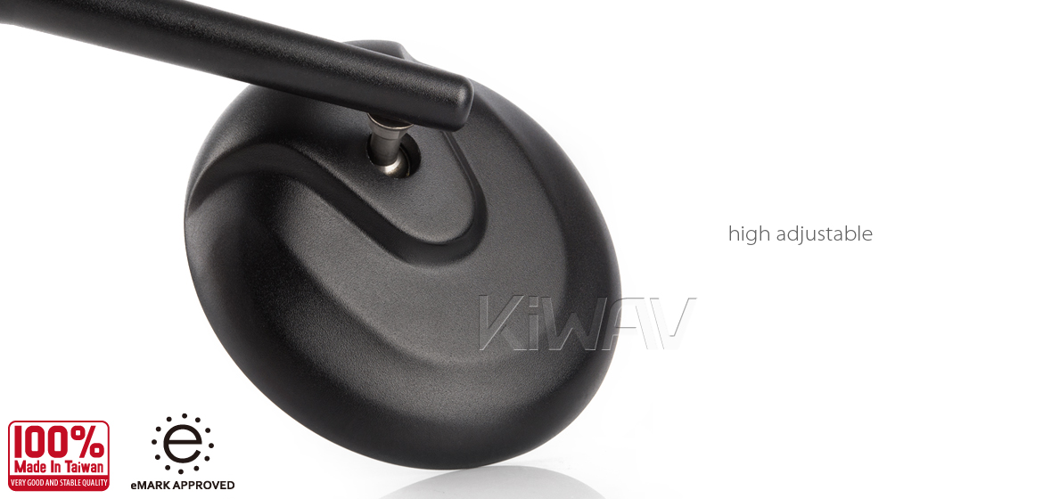 KiWAV motorcycle Retro black sportsbike mirrors with black base for Ducati Panigale