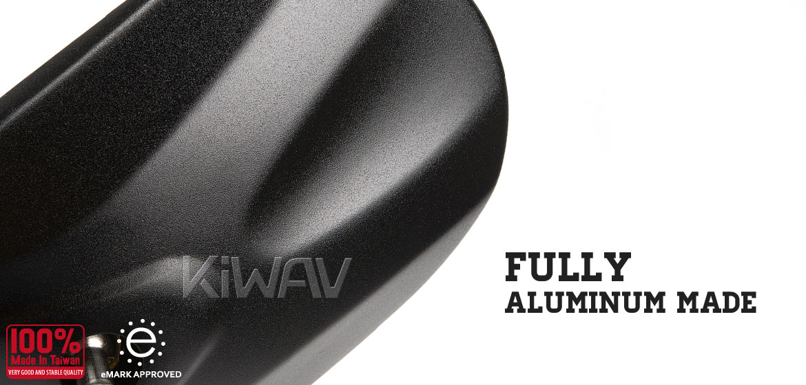 KiWAV motorcycle round bar end mirrors Stark black for 1inch hollow end handlebars