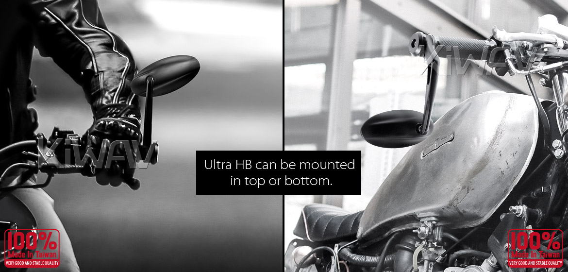 KiWAV motorcycle bar end mirrors Ultra black for 1inch hollow end handlebars