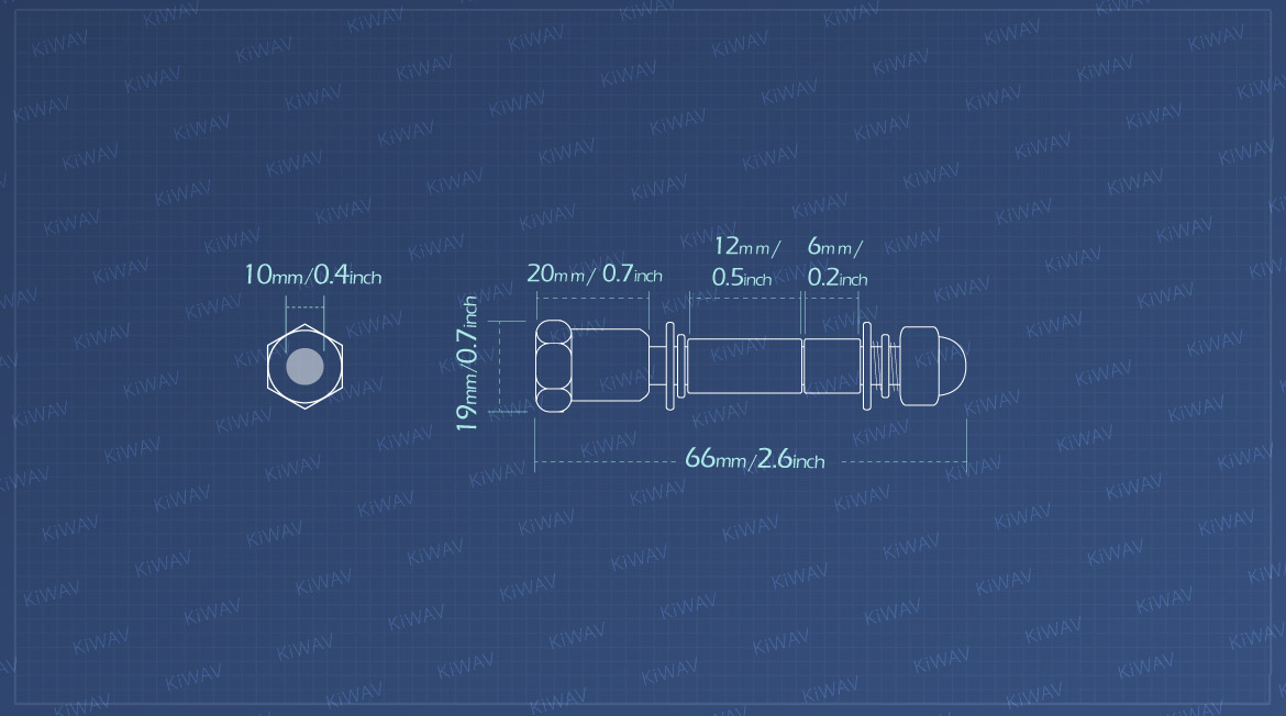 KiWAV measurement graph of chrome mirror adapter for Harley Davidson to use 10MM motorcycle mirror