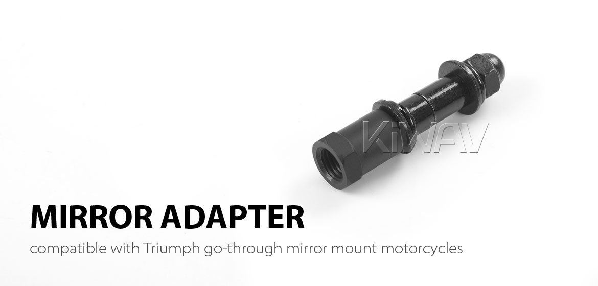 KiWAV M10 mirror adapter compatible with Triumph go-through mirror mount motorcycles