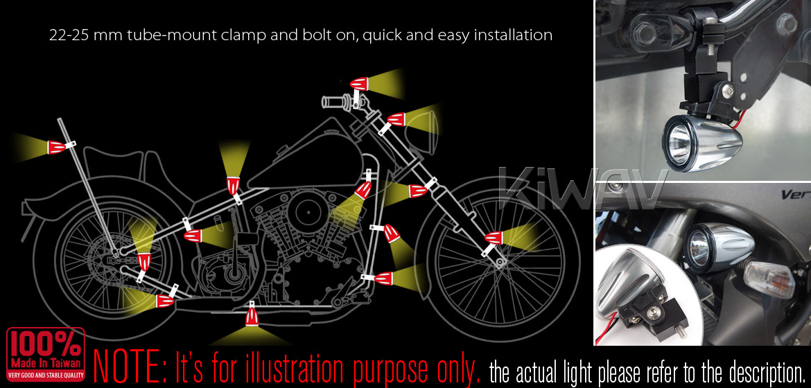 KiWAV Magazi Explorer CNC aluminum anodized gold auxiliary LED light