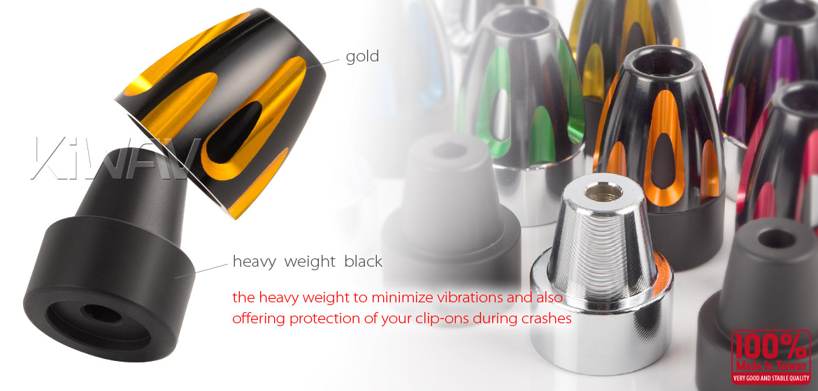 KiWAV bar ends Bullet gold with black base fit 7/8 inch 1 inch hollow handlebar Magazi