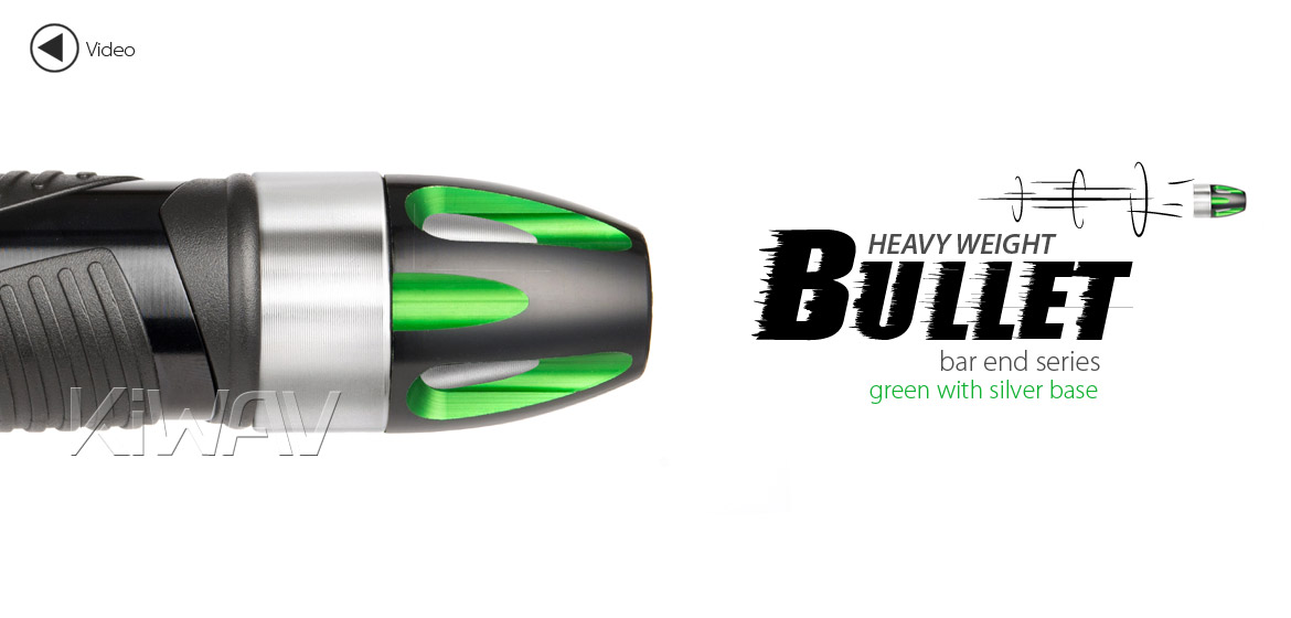 KiWAV bar ends Bullet green with silver base fit 7/8 inch 1 inch hollow handlebar Magazi