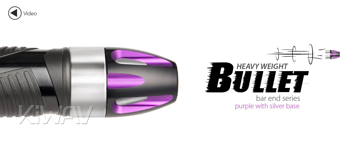 KiWAV bar ends Bullet purple with silver base fit 7/8 inch 1 inch hollow handlebar Magazi