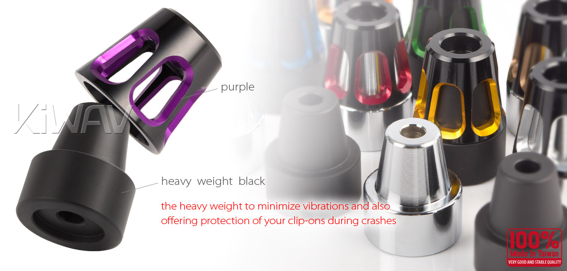 KiWAV bar ends Tower purple with black base fit 7/8 inch 1 inch hollow handlebar Magazi