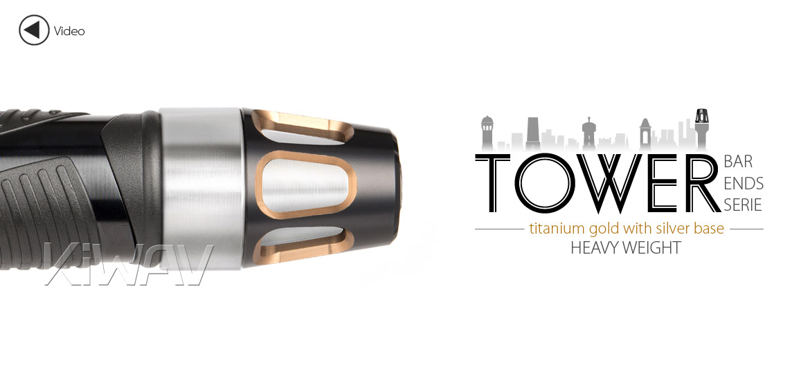 KiWAV bar ends Tower titanium gold with silver base fit 7/8 inch 1 inch hollow handlebar Magazi