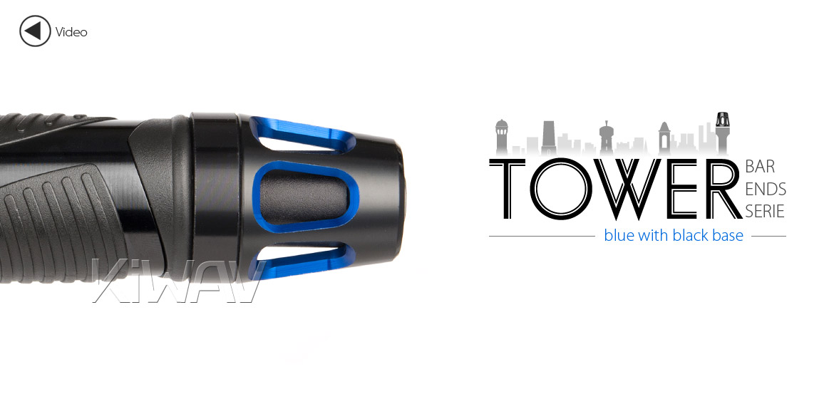 KiWAV bar ends Tower blue with black base fit 7/8 inch 1 inch hollow handlebar Magazi