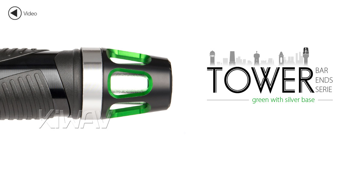 KiWAV bar ends Tower green with silver base fit 7/8 inch 1 inch hollow handlebar Magazi