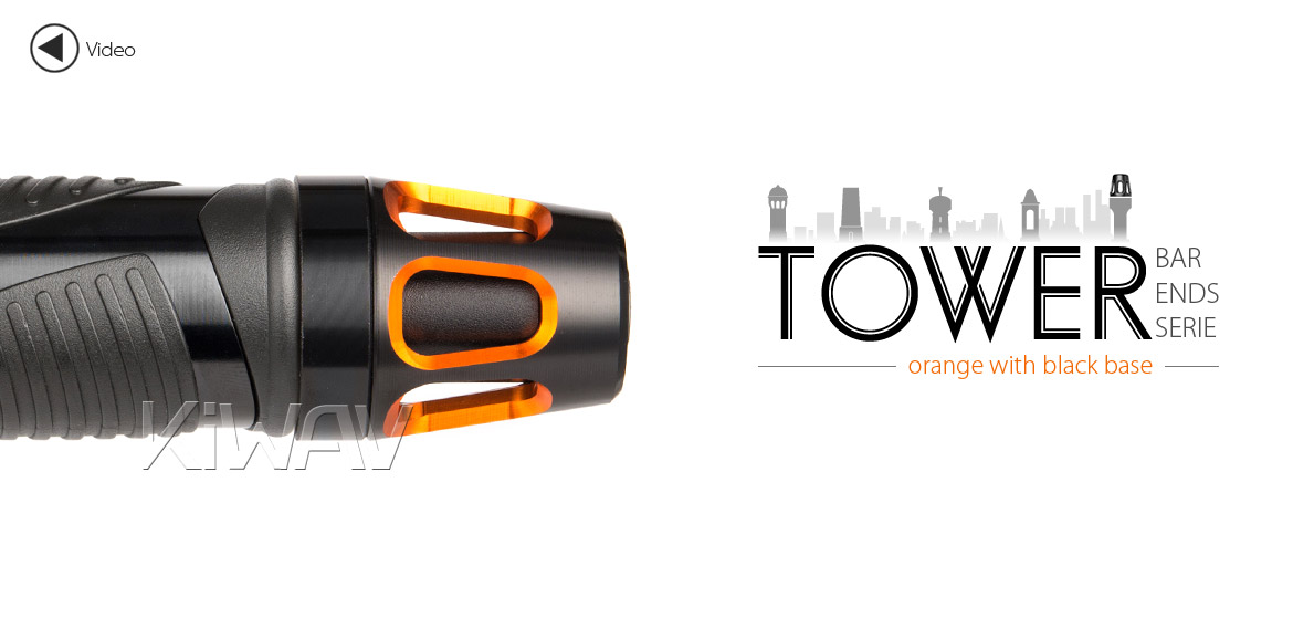 KiWAV bar ends Tower orange with black base fit 7/8 inch 1 inch hollow handlebar Magazi