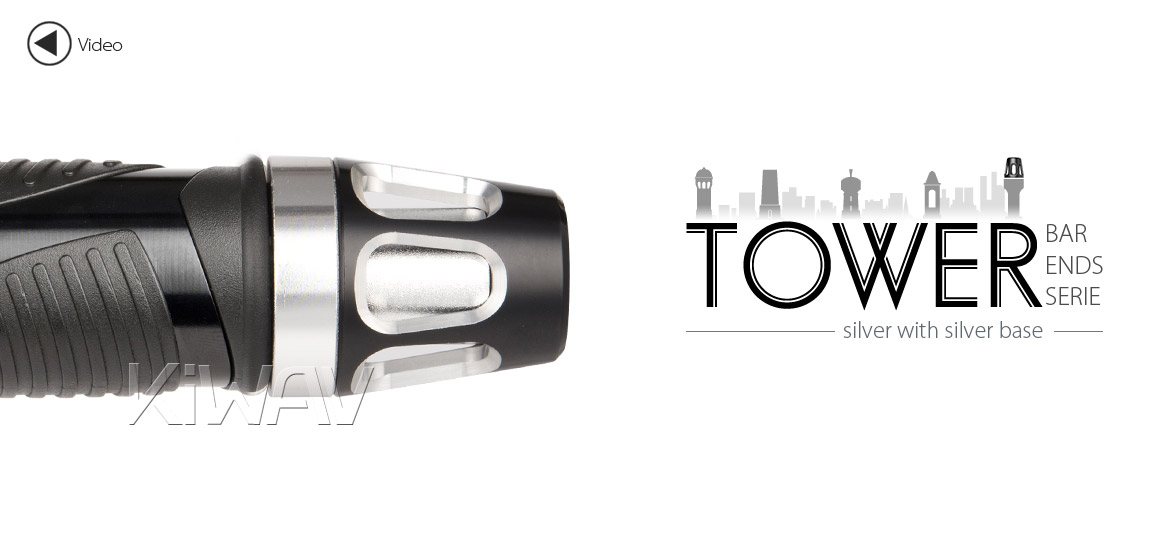 KiWAV bar ends Tower silver with silver base fit 7/8 inch 1 inch hollow handlebar Magazi