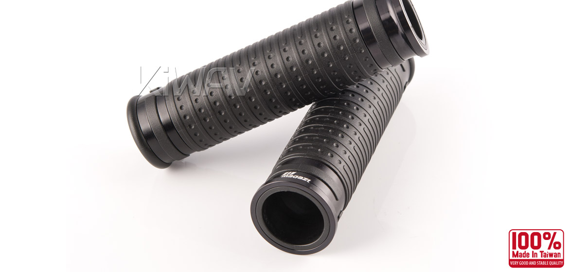 KiWAV Magazi Cyber motorcycle grips anodized aluminum black