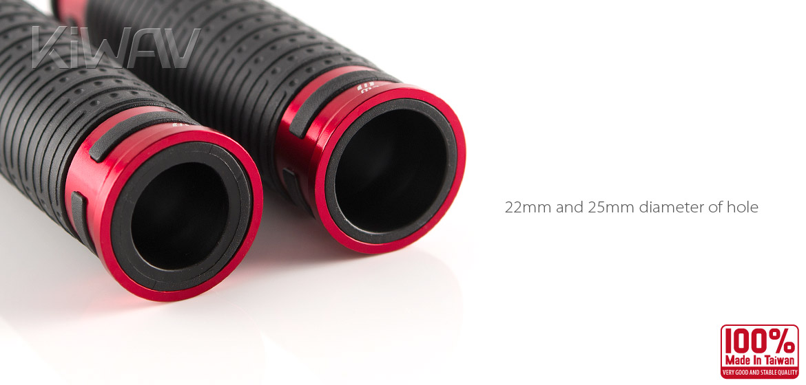 KiWAV Magazi motorcycle Cyber grips red with bullet bar ends