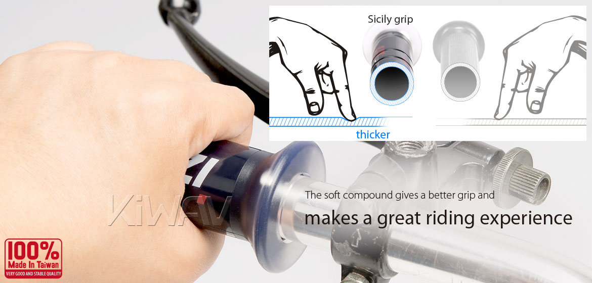 KiWAV transparent polymer grips Sicily with close ends both 22mm for 7/8 inch handlebar motorcycles scooters