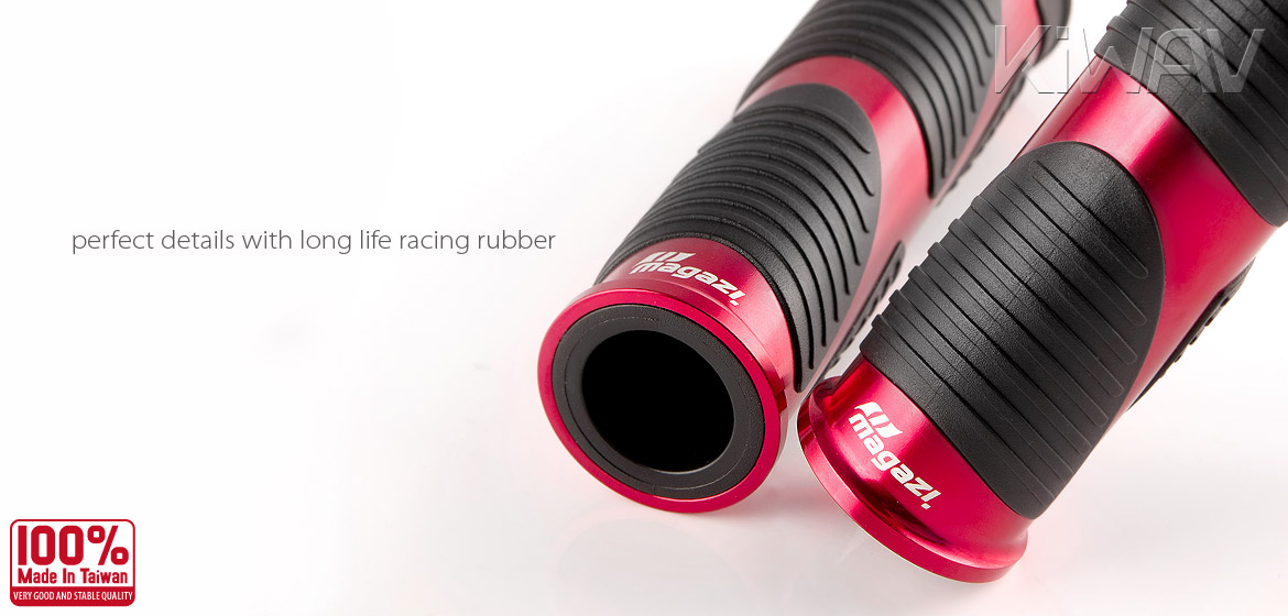 KiWAV Magazi motorcycle Wave grips red with Tower bar ends