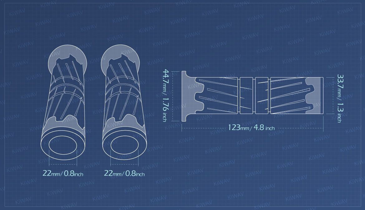 Measurement of KiWAV TPR rubber grips Wheel for 7/8 inch handlebar with thumb throttle