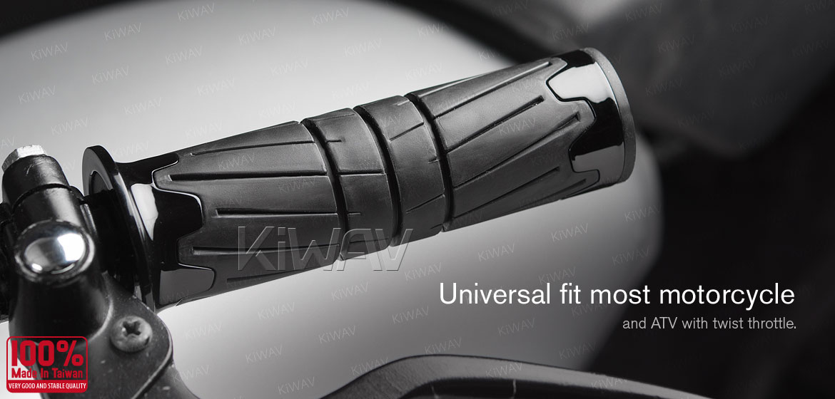 KiWAV TPR rubber grips Wheel black for 7/8 inch handlebar with thumb throttle