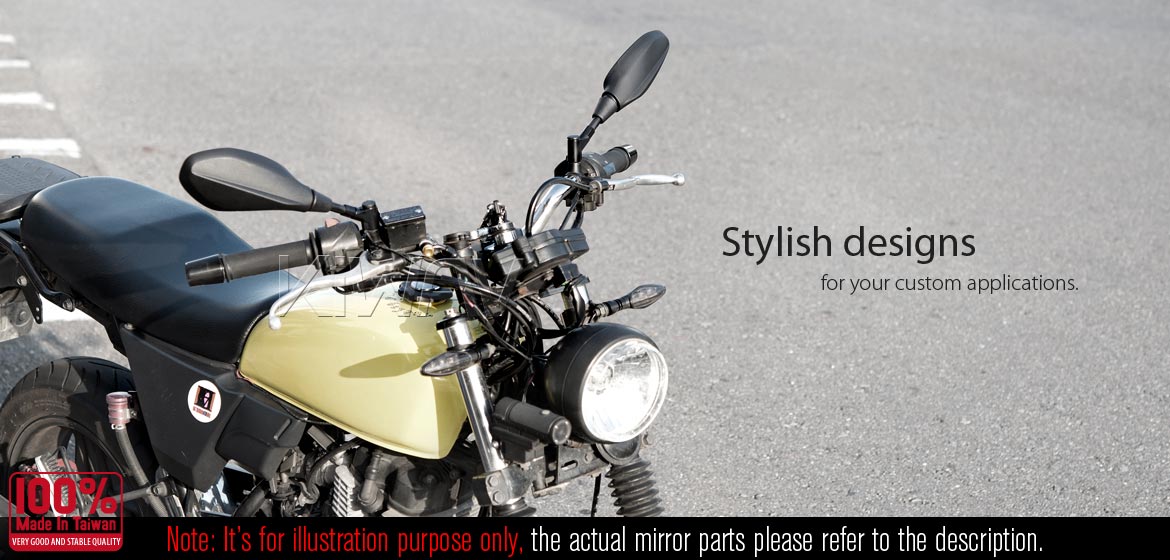 KiWAV motorcycle BSD system built in rear view mirrors Nonam black for most Harley Davidson