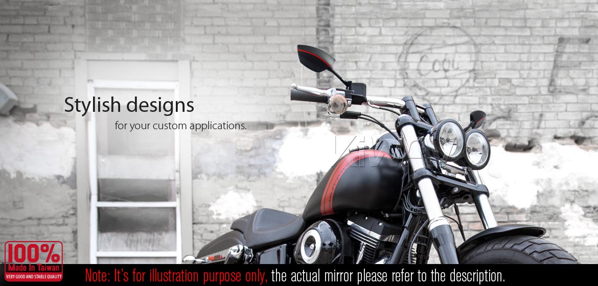 KiWAV motorcycle BSD system built in rear view mirrors Redline black for most Harley Davidson