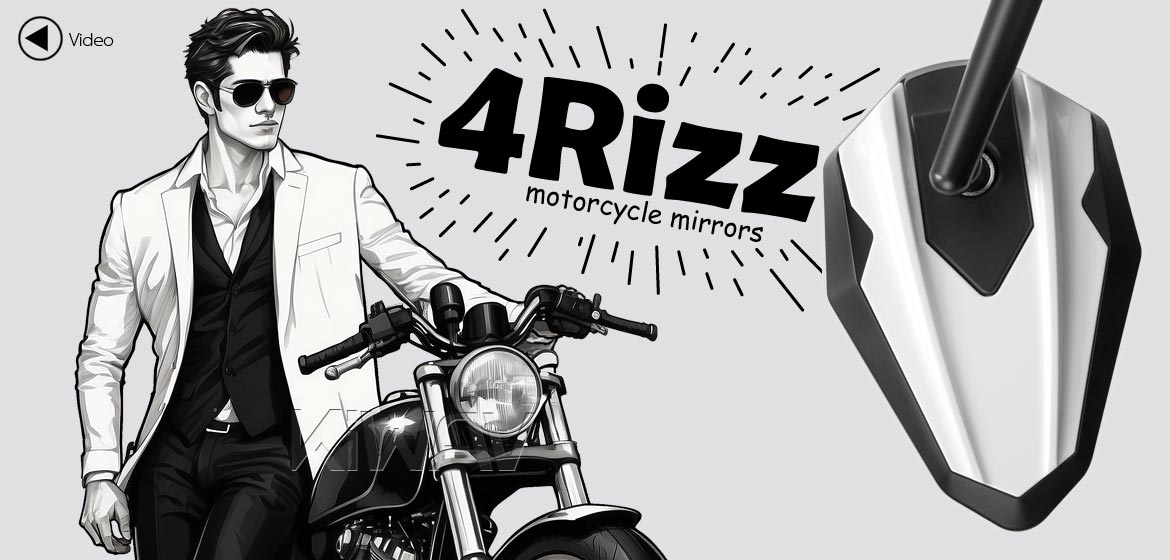 Motorcycle mirrors 4Rizz white universal fit for 10mm thread
