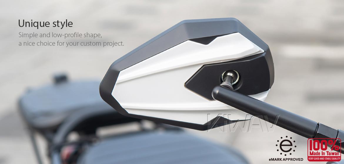 Motorcycle mirrors 4Rizz white universal fit for 10mm thread