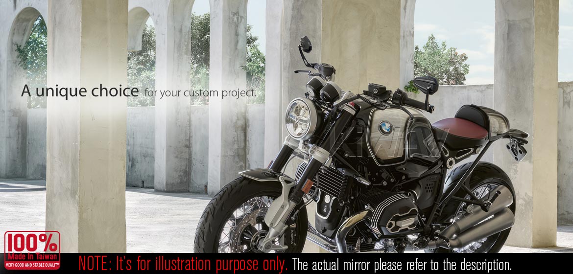 KiWAV motorcycle bar end mirrors 4Rizz black compatible for BMW
