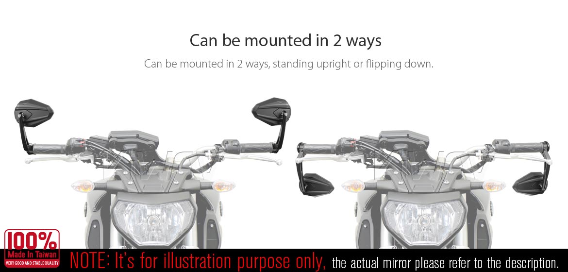 KiWAV motorcycle bar end mirrors 4Rizz black compatible for BMW M10 threaded handlebar