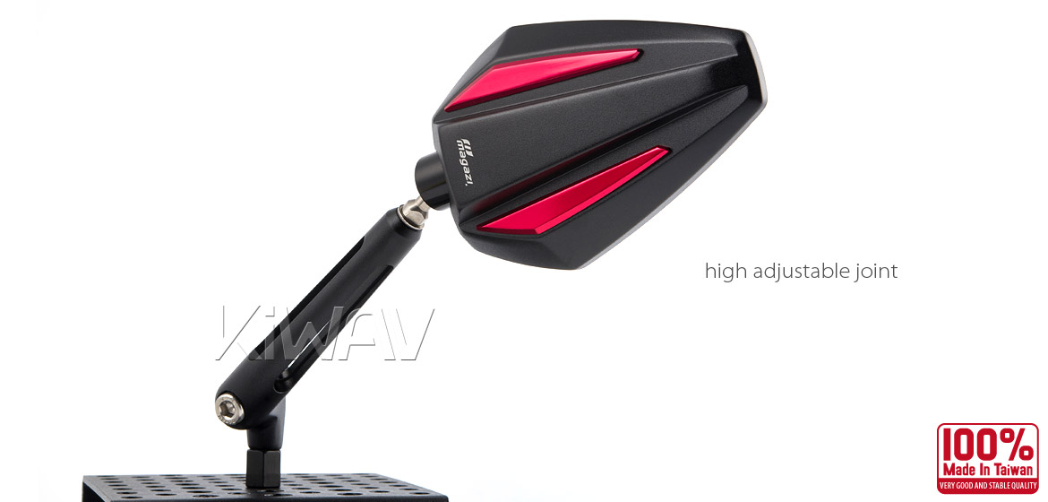 KiWAV Achilles red motorcycle mirrors scooter fit Magazi