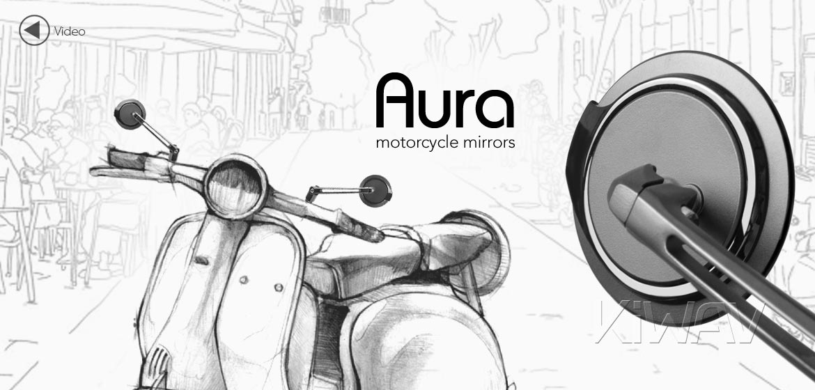 The thinnest motoryclce mirrors KiWAV Aura black compatible for most modern Vespa models, GTS/ GTV/ LX/ LT/ LXV/ S