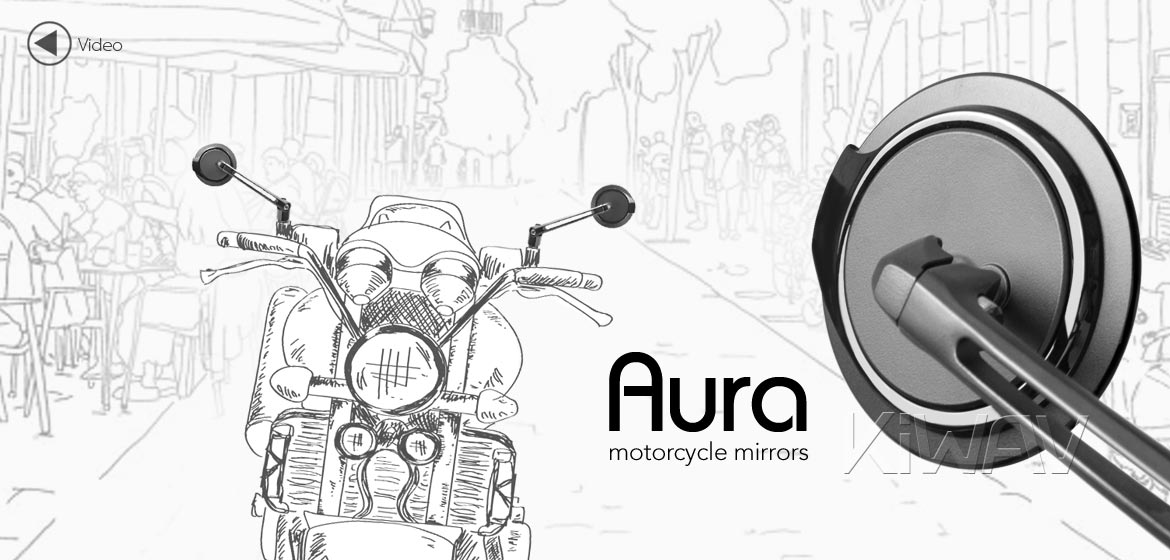 The thinnest motoryclce mirrors KiWAV Aura black compatible for most Harley Davidson
