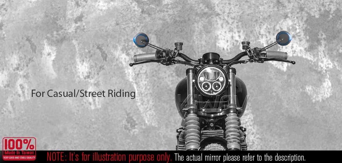 Thinnest motorcycle mirrors KiWAV Aura black universal fit for 8mm mirror thread