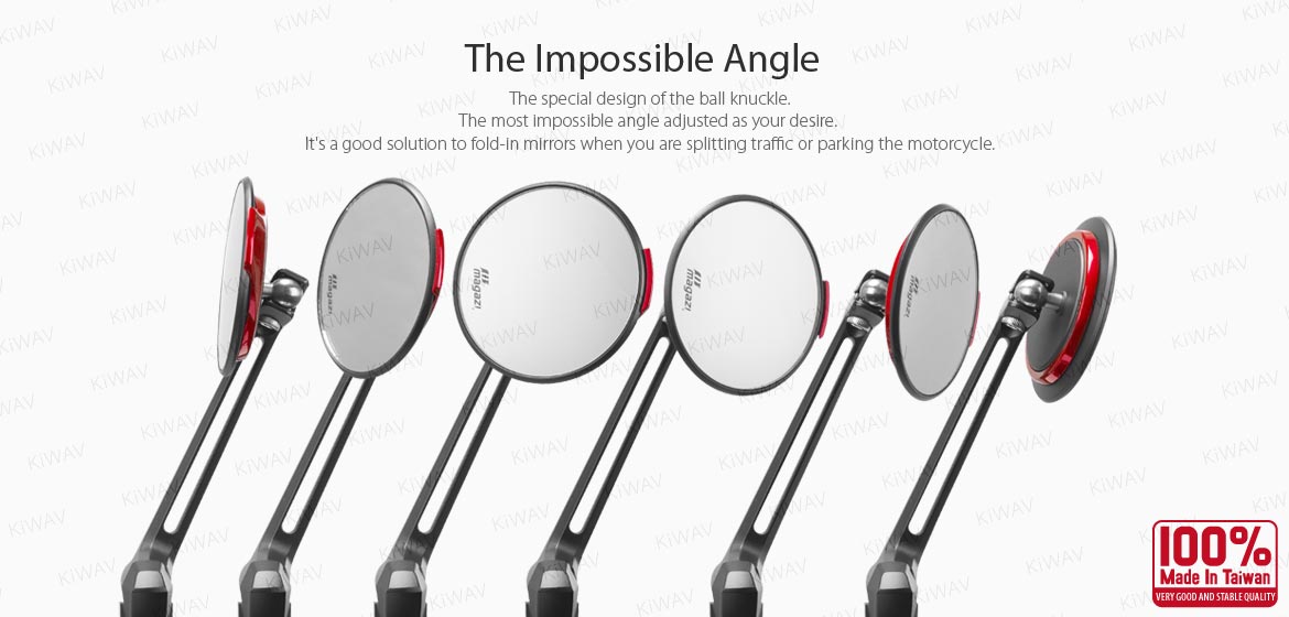 The thinnest motoryclce mirrors KiWAV Aura red compatible for most modern Vespa models, GTS/ GTV/ LX/ LT/ LXV/ S