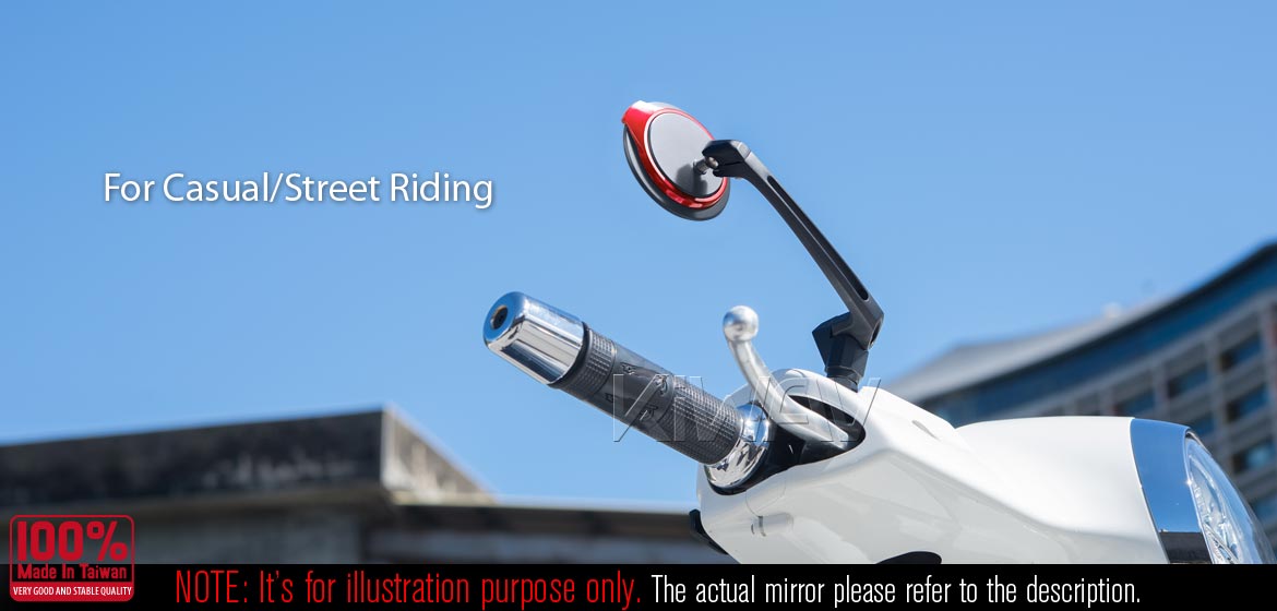 The thinnest motoryclce mirrors KiWAV Aura red compatible for most modern Vespa models, GTS/ GTV/ LX/ LT/ LXV/ S