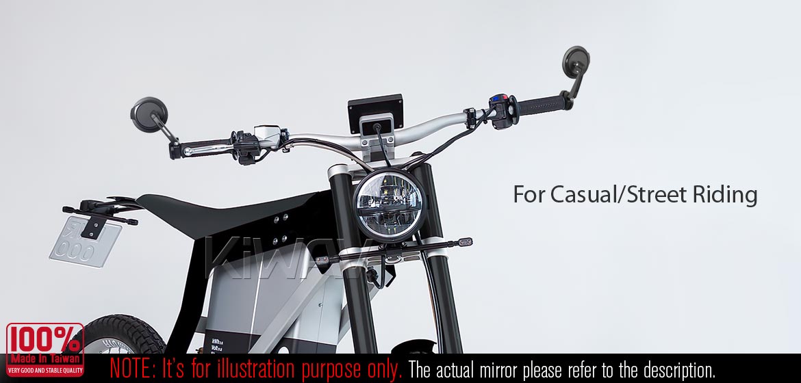 KiWAV motorcycle bar end mirrors Aura black compatible for BMW