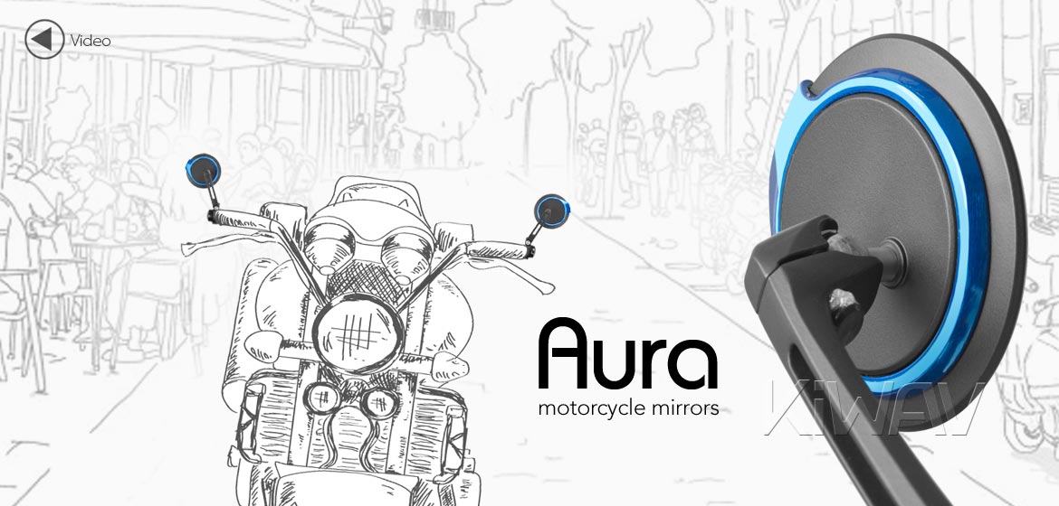 KiWAV motorcycle bar end mirrors Aura blue compatible for Moto Guzzi