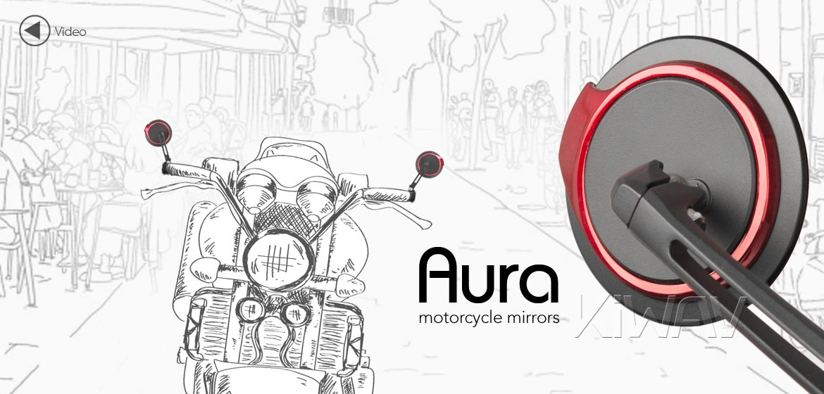 KiWAV motorcycle bar end mirrors Aura red compatible for M6 threaded handlebars