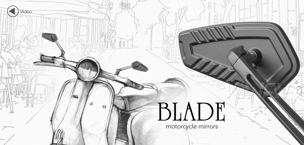 Thinnest motorcycle mirrors KiWAV motorcycle mirrors Blade black compatible for most modern Vespa models, GTS/ GTV/ LX/ LT/ LXV/ S