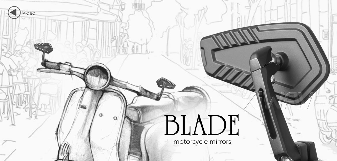 KiWAV motorcycle bar end mirrors Blade black compatible with some Vespa models, GTS/ GTV/ GT