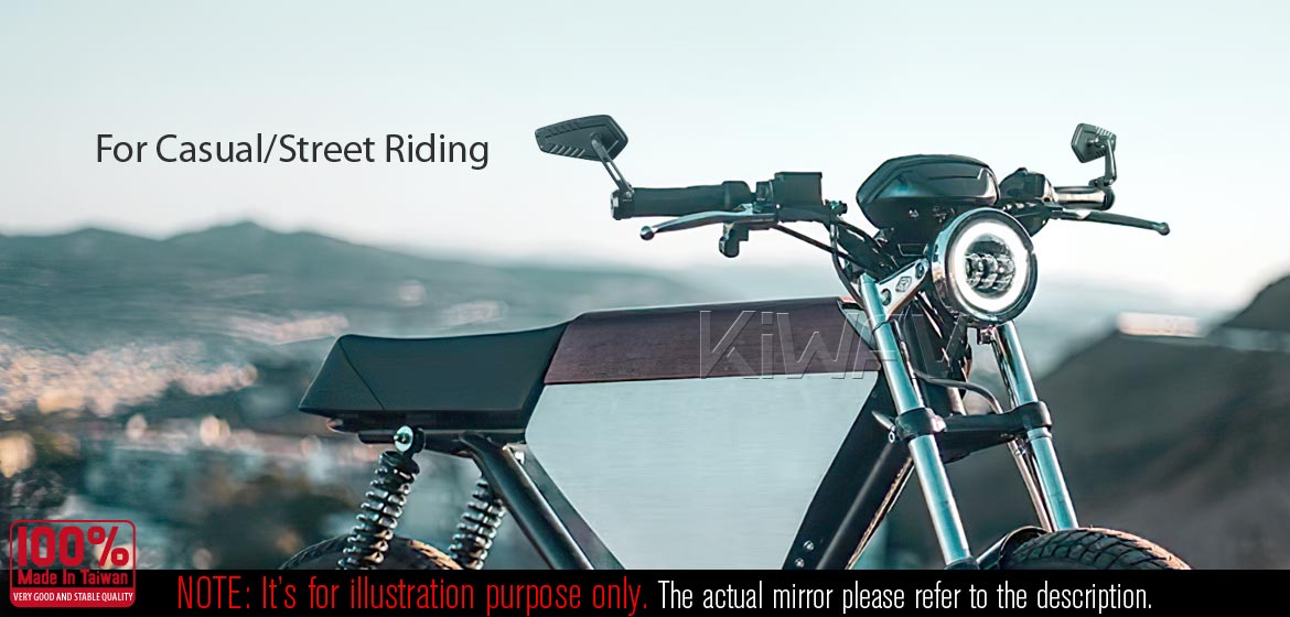 The thinnest motorcycle mirrors KiWAV motorcycle bar end mirrors Blade black for 1 inch & 1-1/4 inch hollow end handlebars