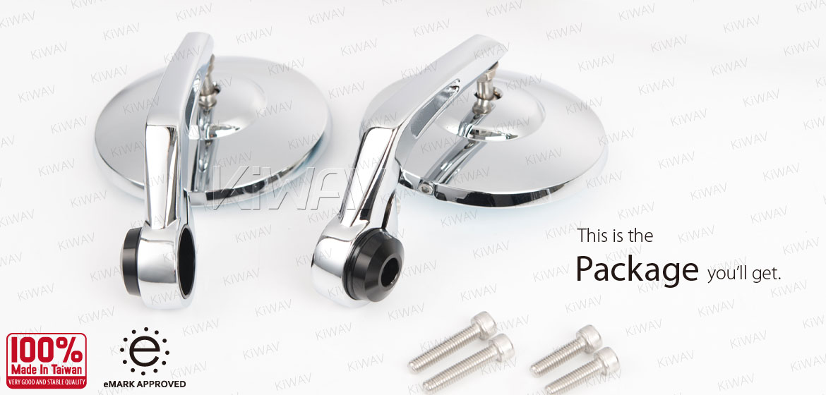 KiWAV motorcycle bar end mirrors Bob chrome for Triumph water-cooled motorcycles
